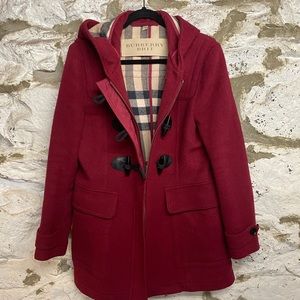 Burberry Wool Toggle Coat in Red